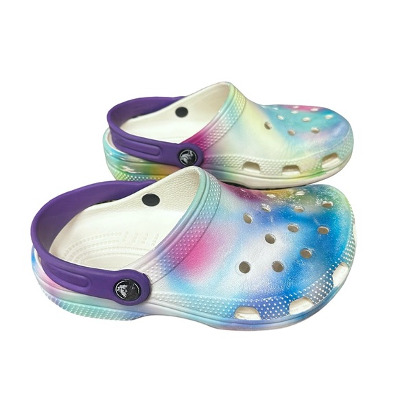 CROCS Other - Size 1 Girls Tie Dye Purple pink blue crocs